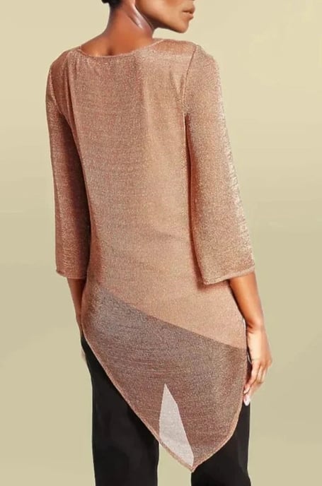 Metallic Asymmetric Knit Top - Image 3