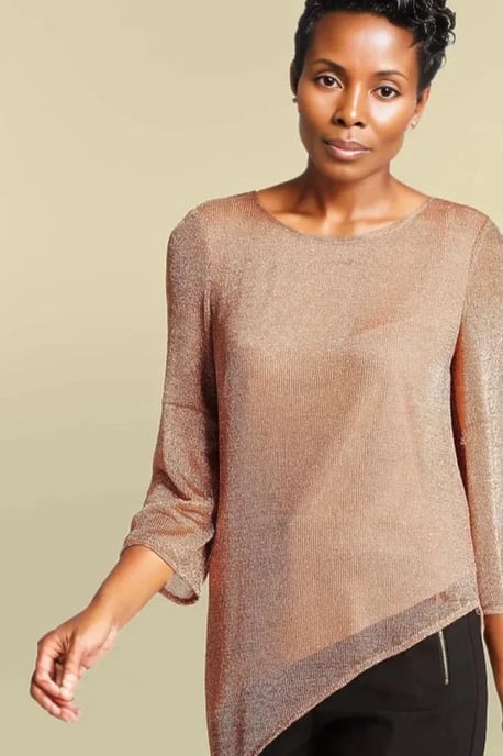 Metallic Asymmetric Knit Top - Image 4