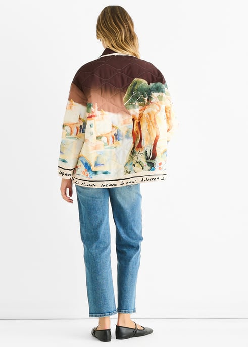 Chocolate Water Print Lightweight Quilted Jacket - Image 4
