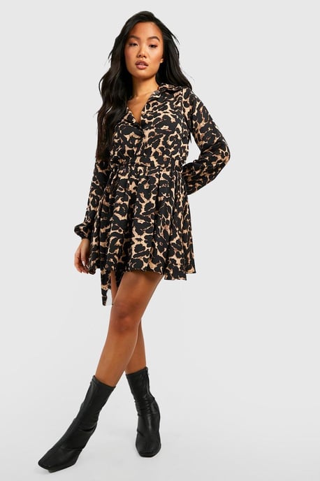 Petite Leopard Print Skater Shirt Dress - Image 1