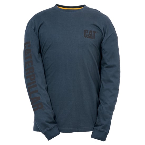 Caterpillar Merkenbanner Lange Mouwen Katoenen Heren Blauwe T-shirt - Image 1