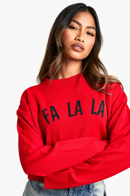 FA LA LA Crop Christmas Jumper - Image 1