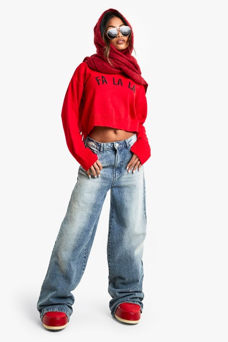 FA LA LA Crop Christmas Jumper - Image 3