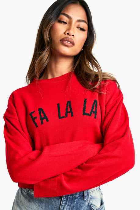 FA LA LA Crop Christmas Jumper - Image 4