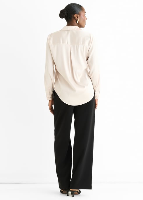 Oyester Satin Loose Fit Button Through Shirt - Image 4
