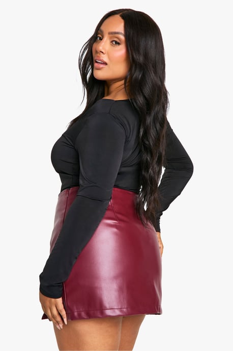 Plus Pu Split Hem Skort - Image 2
