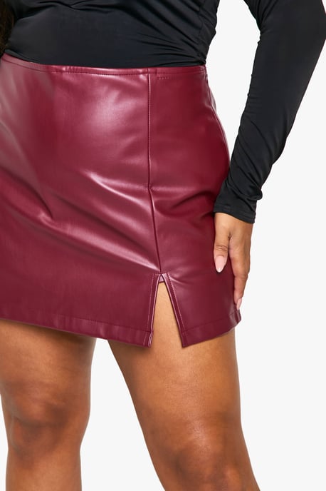Plus Pu Split Hem Skort - Image 4