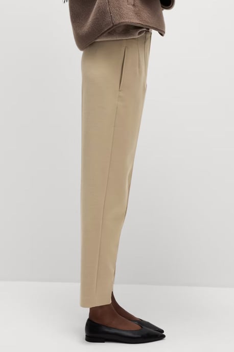 Tapered Cropped Stretch Smart Trousers - Image 2