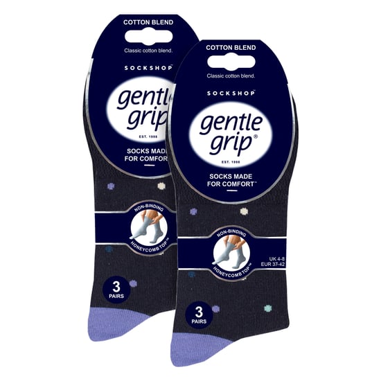 6 Pairs Ladies Cotton Socks | Patterned Soft Non-Binding Everyday Socks - Image 2