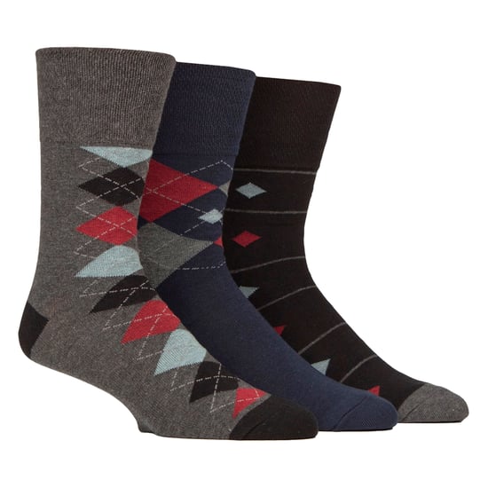 6 Pairs Mens Cotton Socks | Patterned Soft Non-Binding Everyday Socks - Image 3