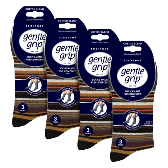 12 Pairs Mens Cotton Socks | Patterned Soft Non-Binding Everyday Socks - Image 2