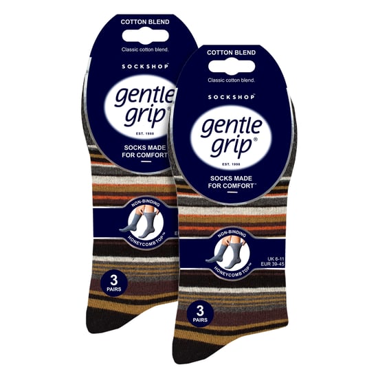 6 Pairs Mens Cotton Socks | Patterned Soft Non-Binding Everyday Socks - Image 2