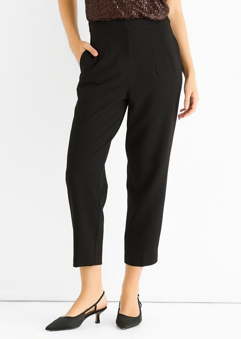 Black Ankle Grazer Cigarette Tailoring Trousers - Image 2