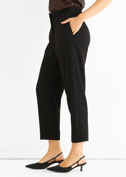 Black Ankle Grazer Cigarette Tailoring Trousers - Image 3