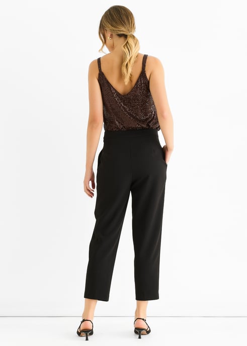 Black Ankle Grazer Cigarette Tailoring Trousers - Image 4