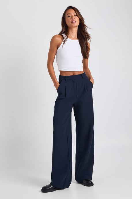 Tall Essential Wide Leg Tailored Trousers - Image 3