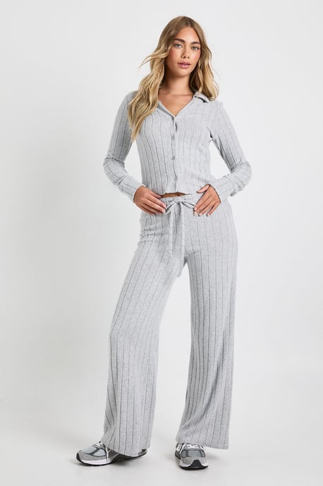 Brushed Rib Wide Leg Trouser - Image 3