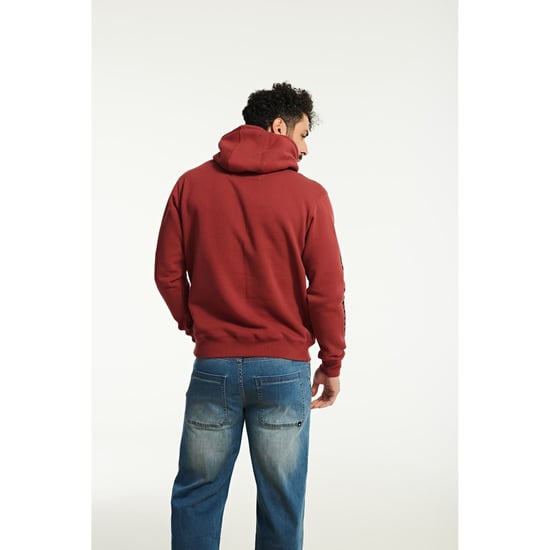 Caterpillar Varumärkesbanderoll Bomulls Hoodie för Män i Röd - Image 2