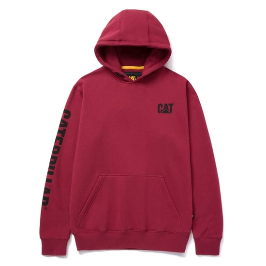 Caterpillar Varumärkesbanderoll Bomulls Hoodie för Män i Röd - Image 5