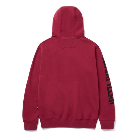 Caterpillar Varumärkesbanderoll Bomulls Hoodie för Män i Röd - Image 6