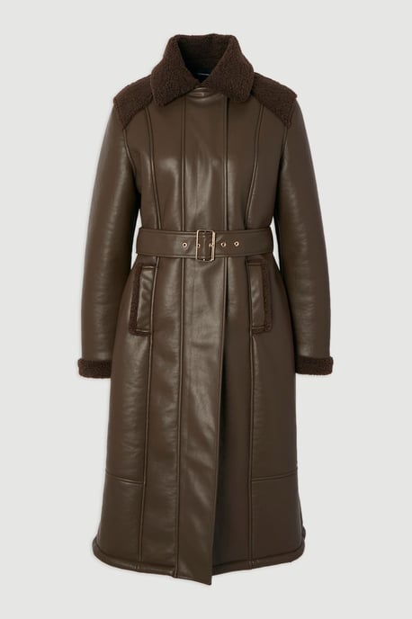 Faux Fur Aviator Longline Coat - Image 4