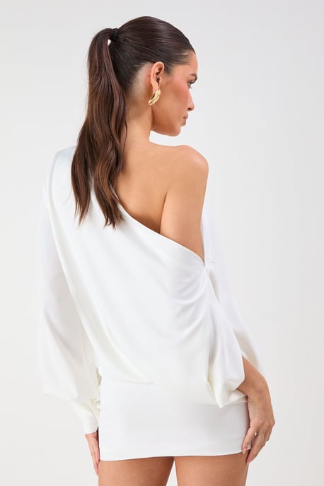 One Shoulder Satin Mini Dress - Image 5
