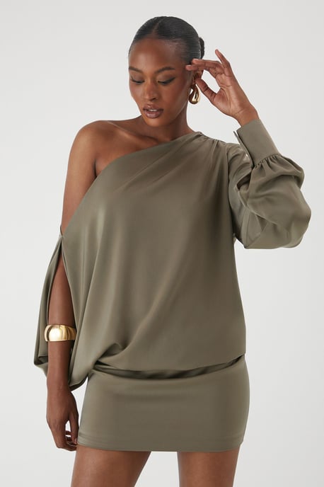 One Shoulder Satin Mini Dress - Image 2