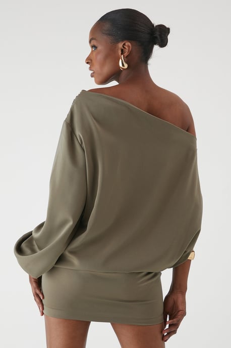 One Shoulder Satin Mini Dress - Image 3
