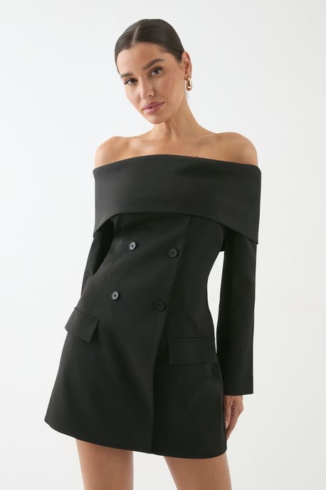 Double Breasted Bardot Blazer Dress - Image 1