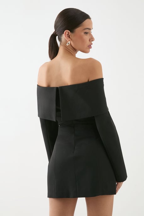 Double Breasted Bardot Blazer Dress - Image 3