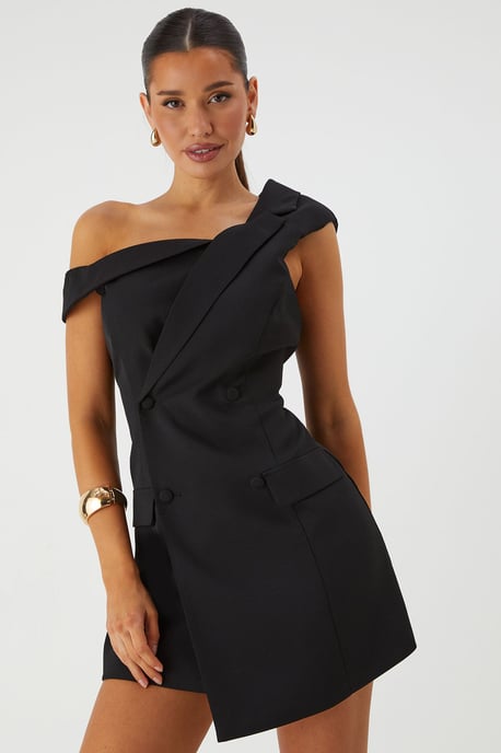 Off Shoulder Double Breasted Blazer Dress - Image 2