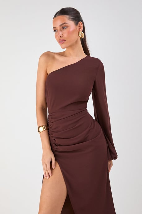 One Shoulder Ruched Detail Maxi Dress - Image 2