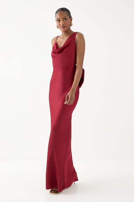Asymmetric Bow Detail Bridesmaid Dress - Image 1