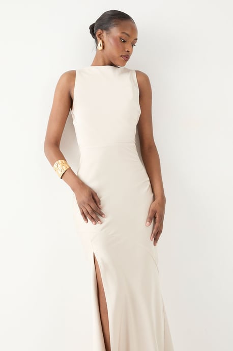High Neck Cowl Back Bridesmaid Dress - Image 2