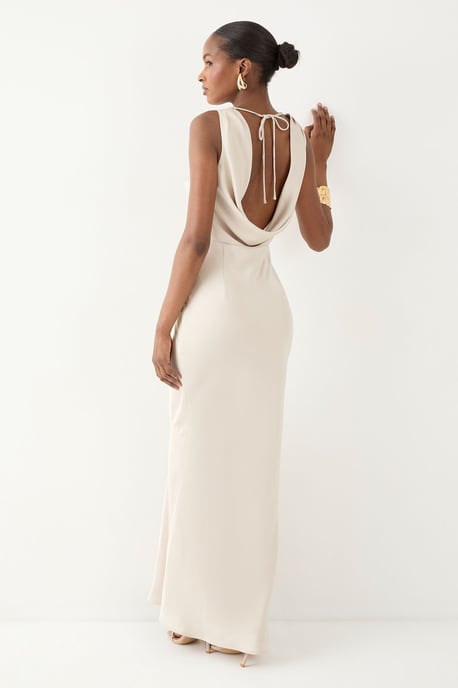High Neck Cowl Back Bridesmaid Dress - Image 3
