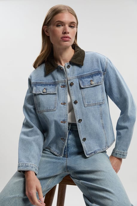 Denim and Cord Mix Jacket - Image 1