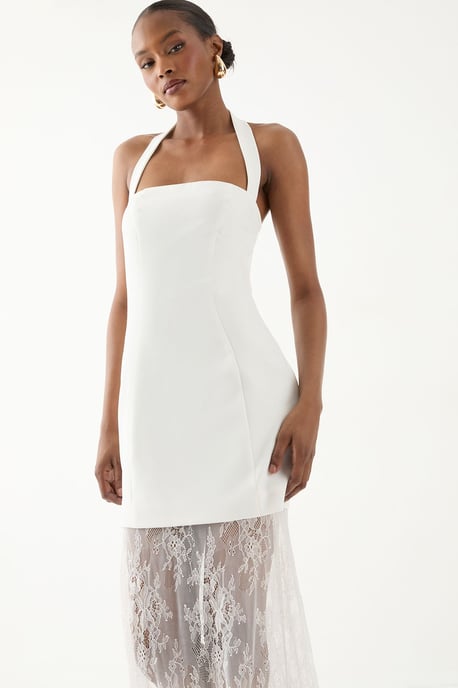 Halterneck Lace Skirt Maxi Dress - Image 2