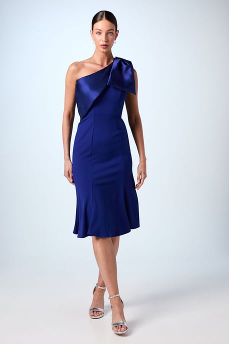 Bow One Shoulder Midi Dress - Image 1