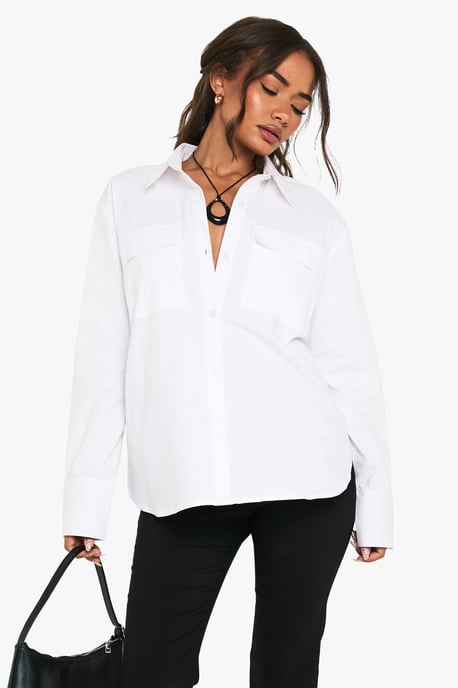 Cotton Oversized Pocket Detail Shirt - Image 1