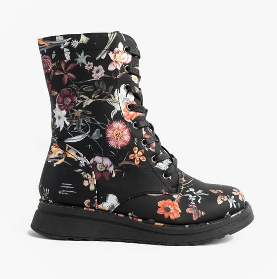 Heavenly Feet Heavenly Feet Martina4 Print Fantasy Womens Ankle Boots Black - Image 1