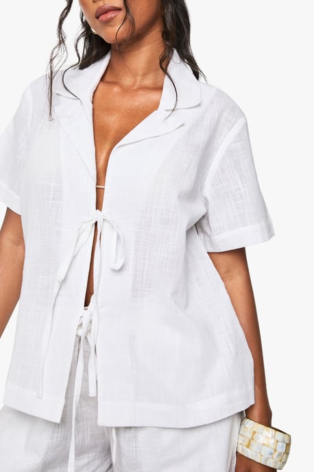 Linen Tie Front Beach Co Ord - Image 4