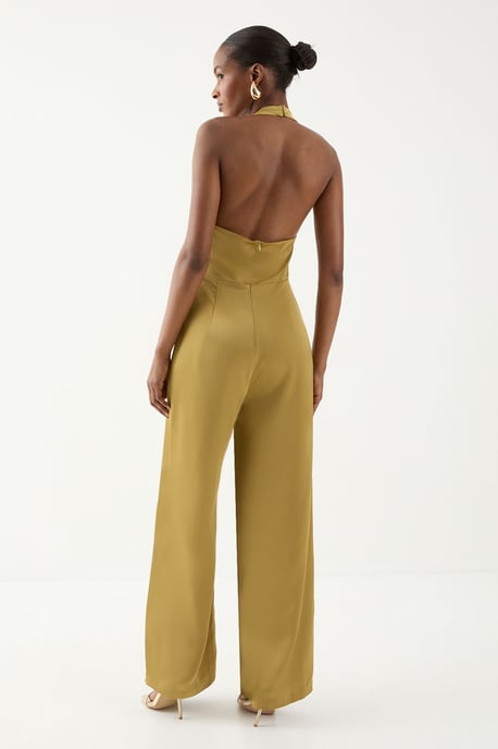 Satin Cowl Halter Neck Jumpsuit - Image 4