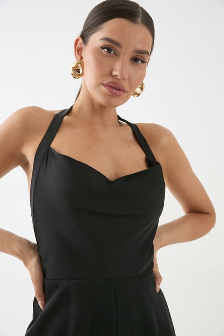 Satin Cowl Halter Neck Jumpsuit - Image 2