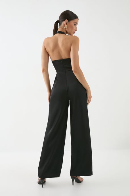 Satin Cowl Halter Neck Jumpsuit - Image 3