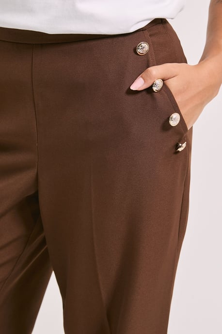 Military Button Detail Wide Leg Trouser - Image 2