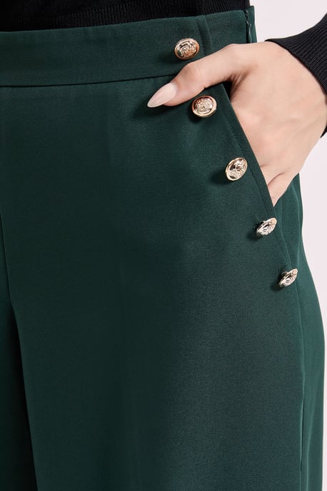 Military Button Detail Wide Leg Trouser - Image 5
