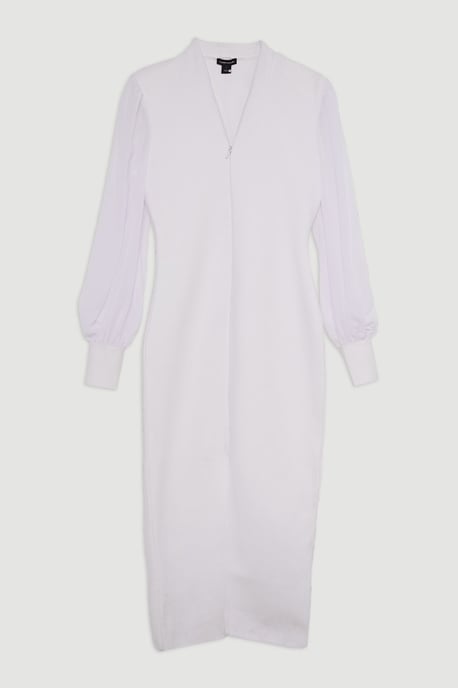 Bandage Figure Form Zip Detail Chiffon Sleeve Knit Dress - Image 4