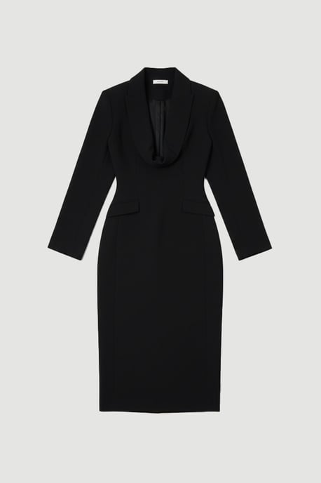 Petite Polished Tailored Cowl Neck Sleeveless Midi Dress - Image 4