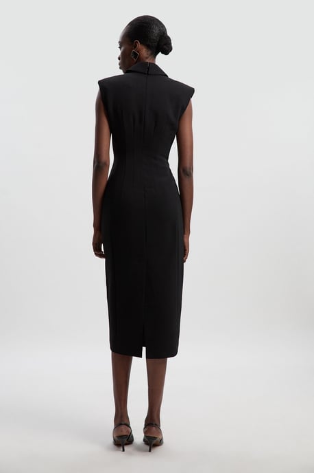 Petite Polished Tailored Cowl Neck Sleeveless Midi Dress - Image 5