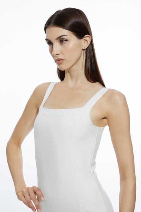 Figure Form Bandage Feather Hem Knit Midi Dress - Image 2
